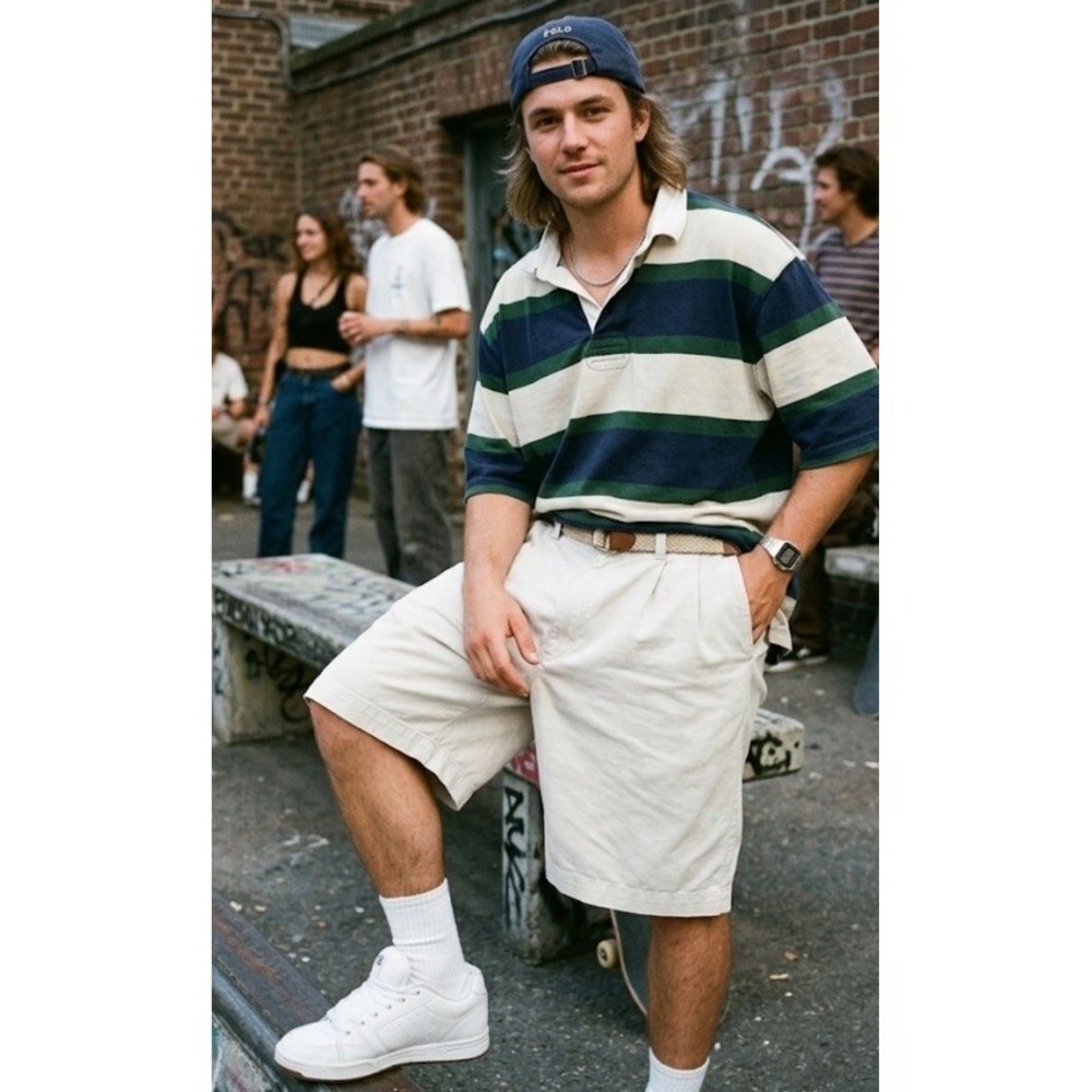 Vtg Polo Ralph Lauren Tyler Shorts Mens Sz 40 Beige Pleated Baggy 90s Y2K Preppy